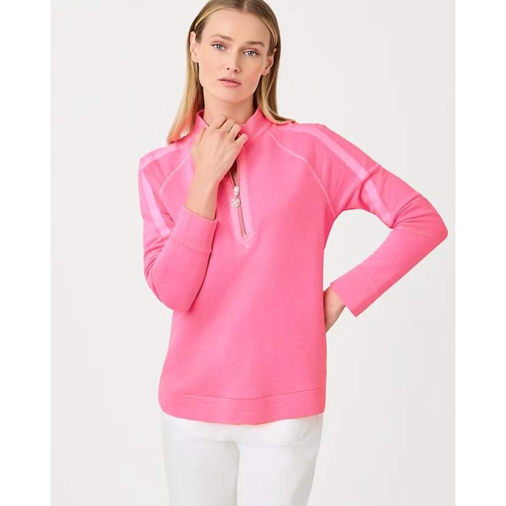 Lilly Pulitzer Luxletic Ashlee 1/2 Zip Pullover XS Pink Cotton Preppy Coastal